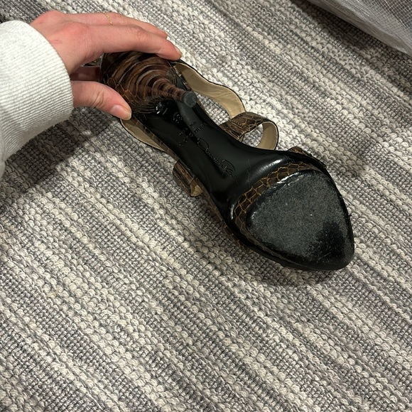 Oscar de la Renta Snakeskin heeled sandals - Picture 3 of 3